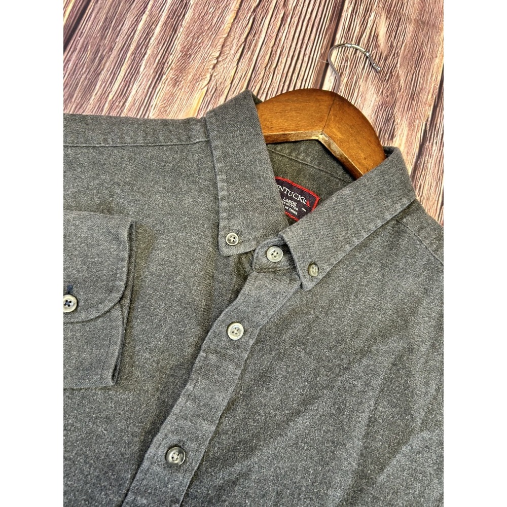 Untuckit Large Brushed Cotton Button Down Long Sleeve Light Gray Mens Work Shirt